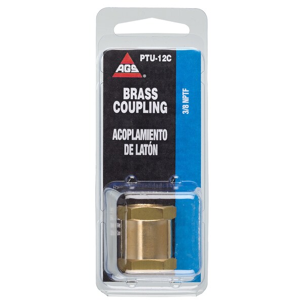 Ags Brass Coupling, Female (3/8-18 NPT), 1/card PTU-12C - main